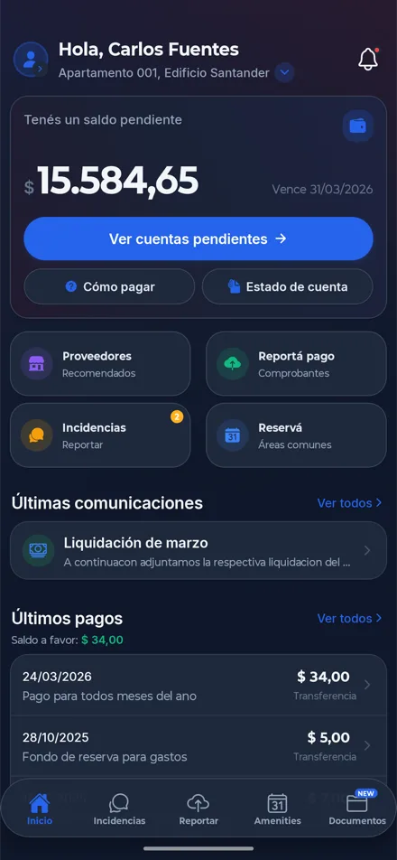 Reservas de áreas comunes del edificio