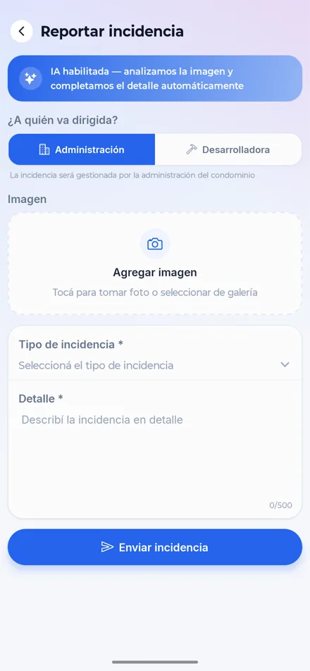 Crear incidencias con análisis de IA